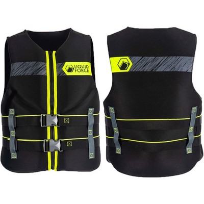 LIQUID FORCE Men's Classic Hinge Large Black/Green CGA Life Jacket (2225624)