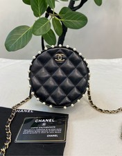 Chanel Round Bag Lambskin Quilted Chain Crossbody Bag Black [Duties Paid]