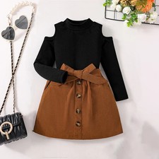 Children's Clothing Girls' Autumn New Fashion Set - Solid Color T-shirt Off