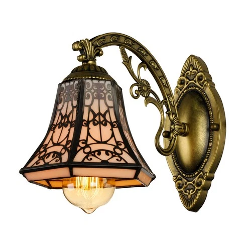 Vintage Wall Sconce Stained Glass Tiffany Single Light Wall Mount Lamp Fixture