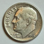 1955-P Roosevelt Dime 90% Silver U.S. 10c Coin Circulated as Pictured - 19