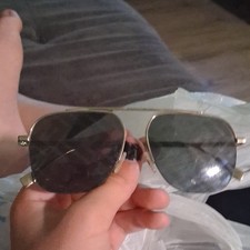 Aviator Men's Sunglasses Gold Metal Frame Gray Lenses Lightweight Solid Pattern