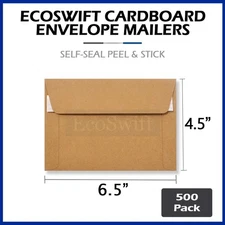 500 - 6.5 x 4.5 ECOSWIFT PHOTO SHIPPING FLATS CARDBOARD ENVELOPE MAILERS BROWN