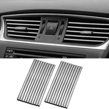 20 Pcs Silver Car Vent Outlet Trim Strip Chrome PVC Car Air Conditioner Vent Out