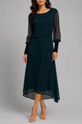 NU DENMARK Green Polkadot Midi Dress Work Function Size 8 AU Preloved