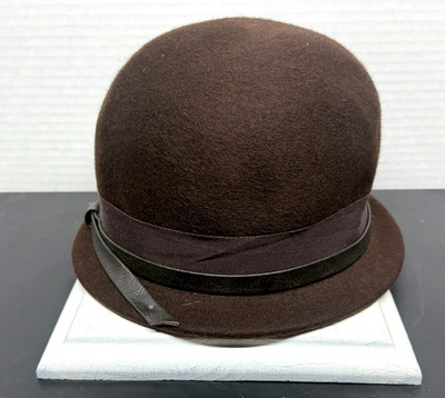 Vintage Glenover Wool Hat By Henry Pollak New York Dark Brown Leather Band