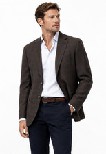 OAK HILL jacket blazer sport coat brown windowpane 2XLT 52L business casual