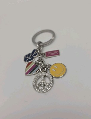COACH VINTAGE RARE Five Charm Keychain/Fob Bag Charm Smileyface
