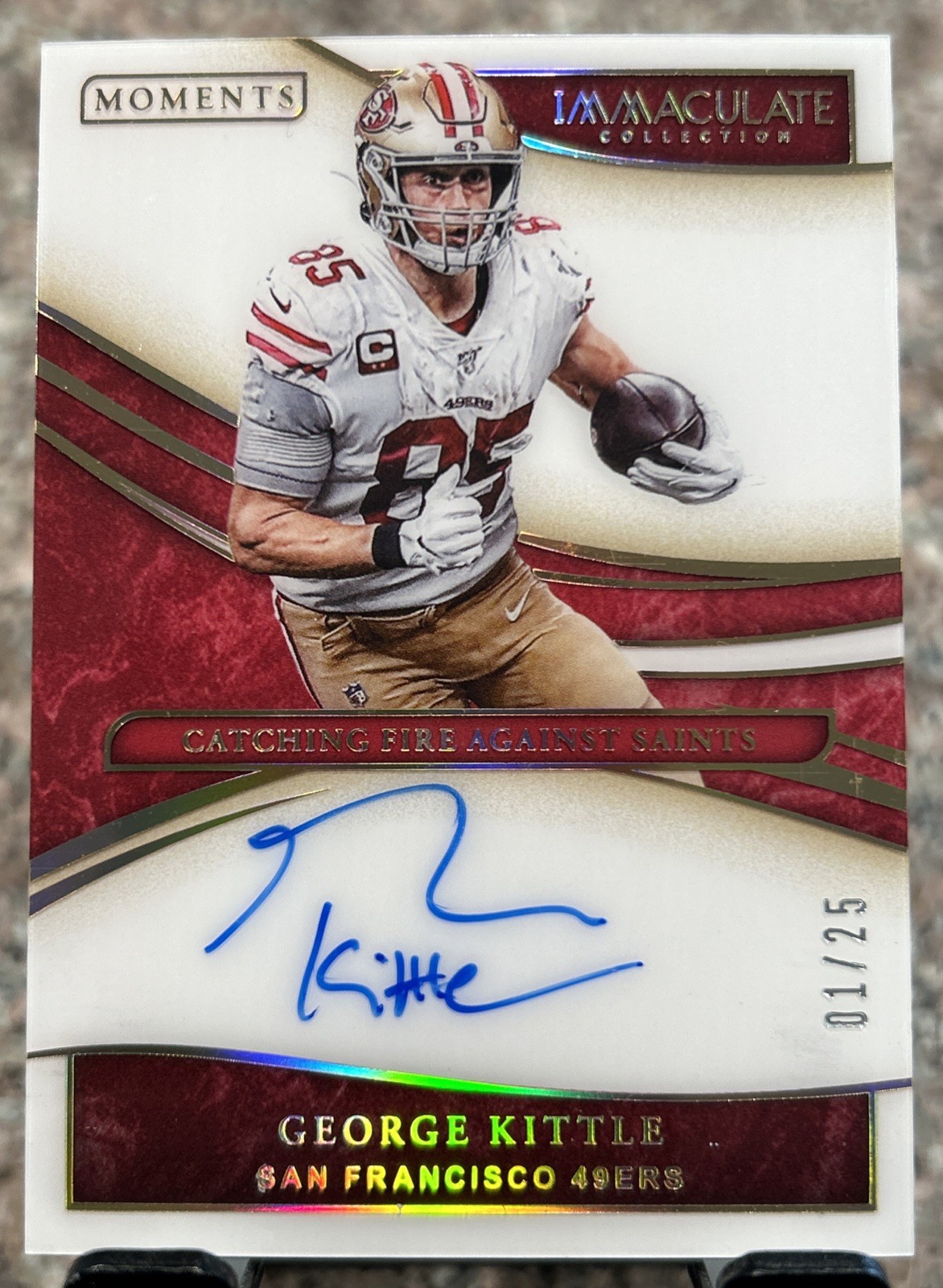 2020 Panini Immaculate Football George Kittle Moments On Card Auto /25 SF 49ers