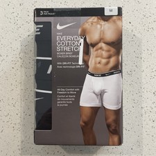 Nike Men s Everyday Cotton Stretch Boxer Briefs 3 Pack Black Med New In Pkg