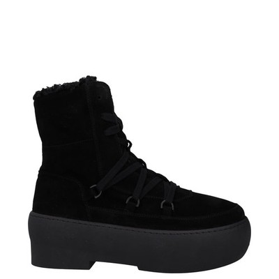 Giaborghini Damen Stiefel Schwarz Leder Plateau Absatz Schnürung Kunstfell UK 2 UVP375