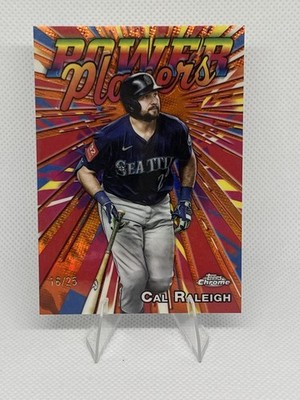 2025 Topps Chrome Update Power Players Orange Refractor #PP-37 Cal Raleigh /25