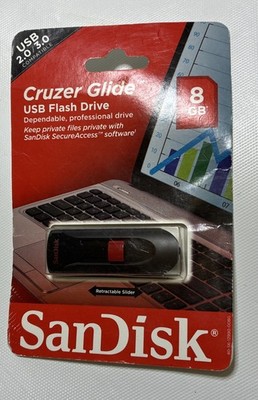 SanDisk Cruzer Glide 8GB USB 2.0 3.0 Compatible Flash Drive New