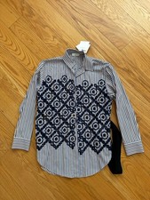 Sandro Embroidered Eyelet Wrap Stripe Shirt N...