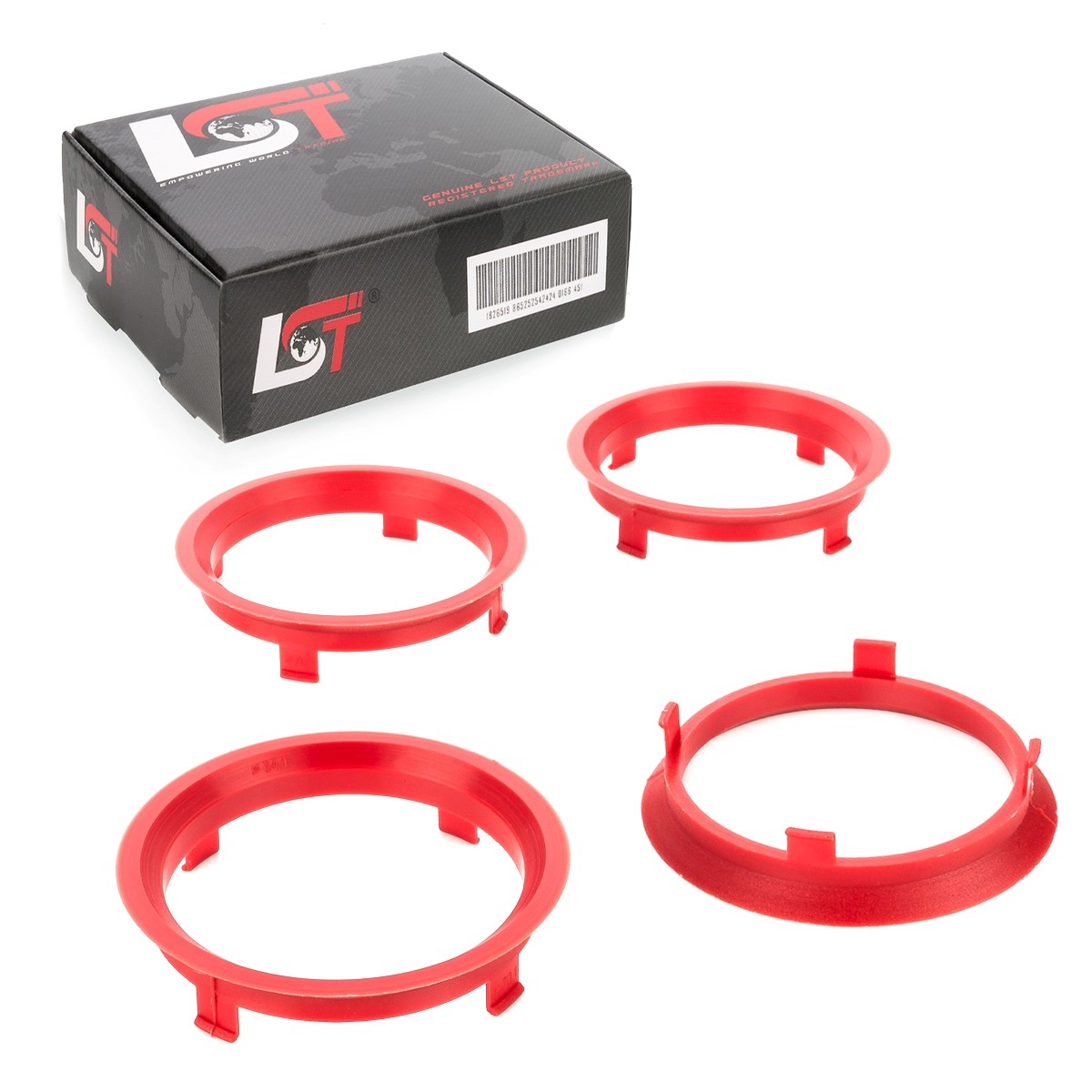 4x Centering Rings Red Alloy Wheels Hub Ø 64.1 mm - 70.1 mm for AUDI Q2 Q3 Q5 Q7