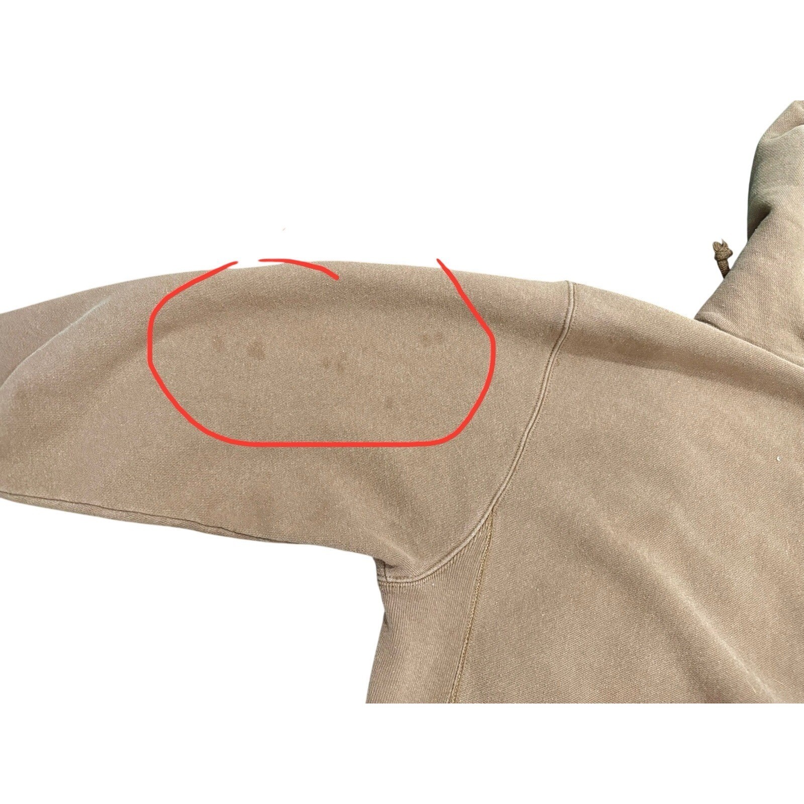 Y2K Champion Reverse Weave Hoodie Mens Medium Tan Large Logo Pullover GF68 ZXC image 7