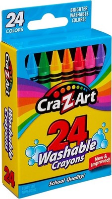 Washable Crayons, 24 Count, for Kids Back to School Supply List Essential