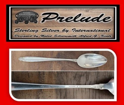 1 International Prelude Sterling Silver serving spoon 8 1/2 inch 65 G. No Mono