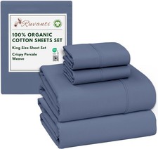 100 Organic Cotton Sheets King Size, Percale Weave, GOTS Certified