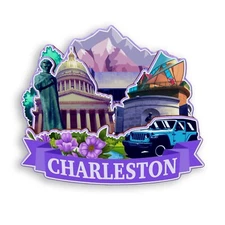 Charleston West Virginia USA Refrigerator magnet 3D travel souvenirs wood craft