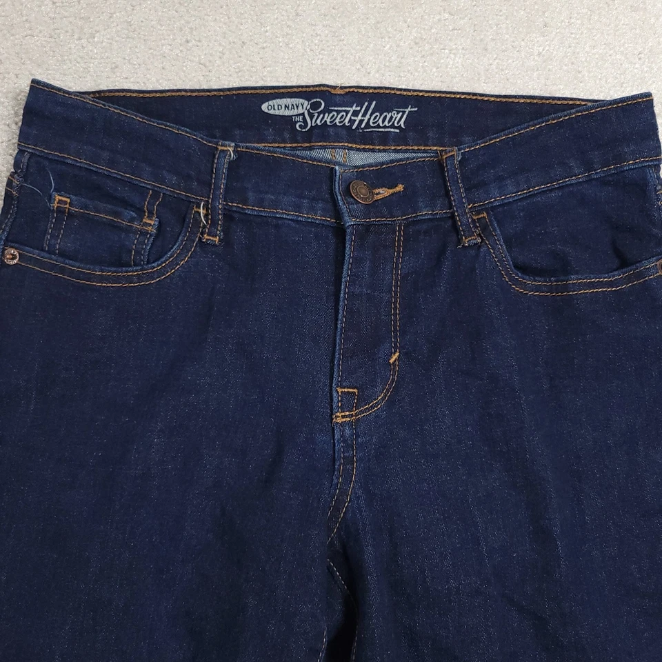 Old Navy The Sweetheart Denim Jean Capri Pants Womens 4 Dark Wash Stretch Cuffed - Image 3 of 4