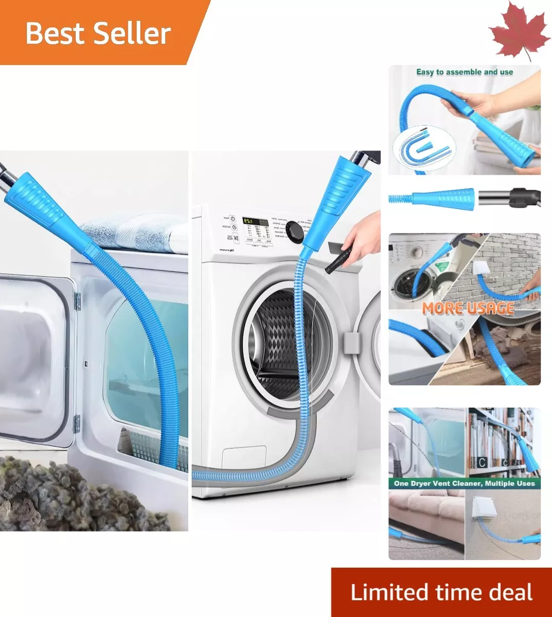 Dryer lint shop vacuum hose attachment