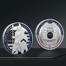 Law Enforcement Silver Police Blue Lives Matter Challenge Coin Medal Collectible