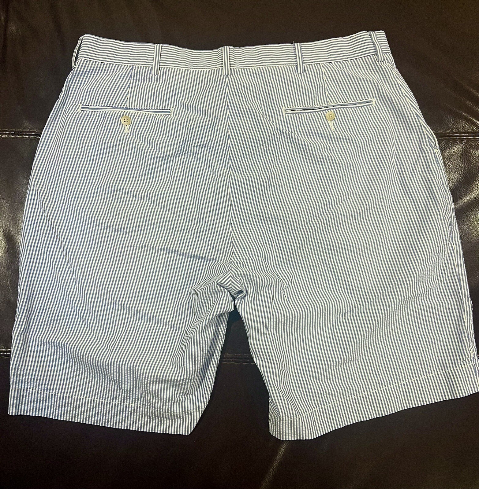 Ralph Lauren Polo Seersucker Shorts Mens 36 Blue White Striped VGC thumbnail 2