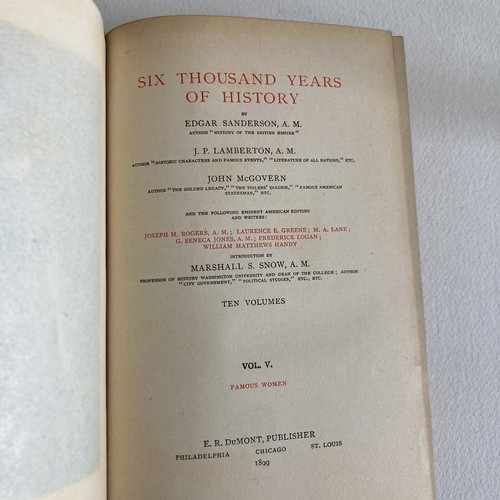 1899, HC Six Thousand Years of History Vol. V Famous Women, Illustrated History