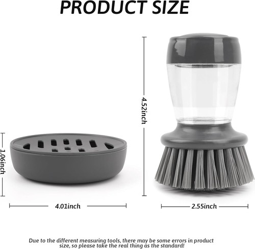 Palm Dish Brush with Soap Draining Tray Dispenser Kitchen Scrub Brush for Kitche - Picture 6 of 7
