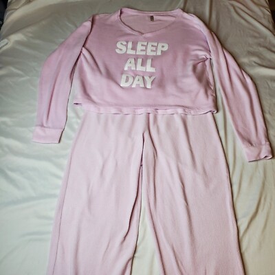 So Sleep All Day Pajamas Set Pink Womens Medium SOFT See Measurements PRE-OWNED