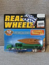 Vintage 1996 JA-RU Real Wheels Truckers Semi & Boat Combo Trailer RARE
