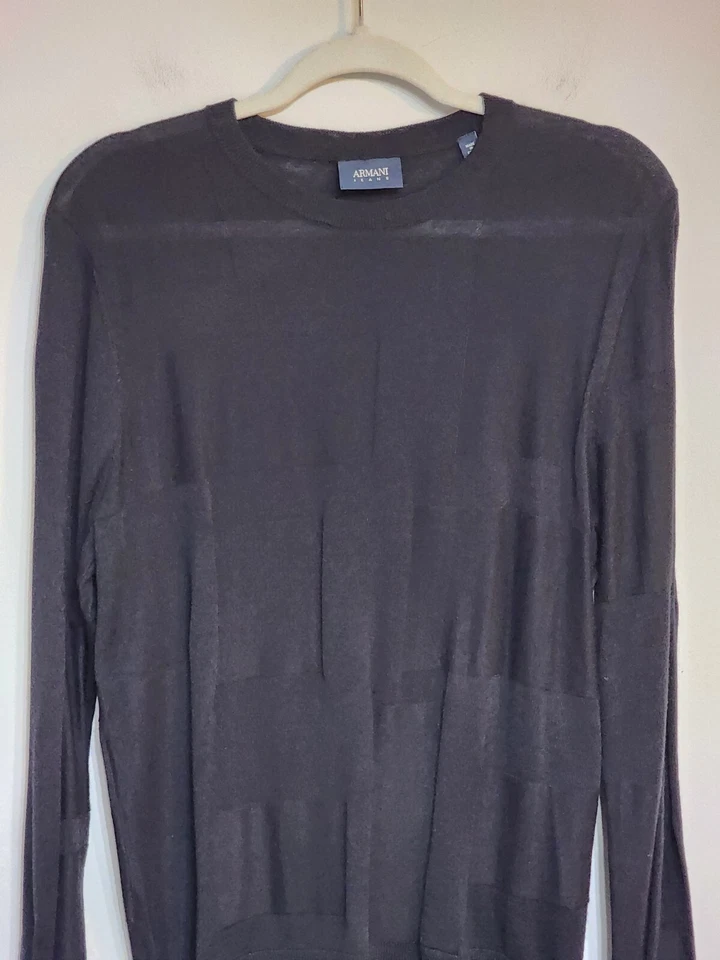 Suéter Armani Jeans Para Hombre Grande Negro Mezcla de Lana Pullover Tejido Ligero Foto 2 de 4