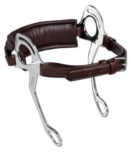 Stubben Steeltec Pony Hackamore Bit - Leather - EBONY - Stays in Position