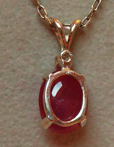 Très beau pendentif RUBIS cabochon pierre naturelle accentué saphir blanc Argent - Bild 4 von 5