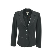 Chico's Women's Notch Lapel Triple Button Blazer Jacket Size 0/S/4 Black Career
