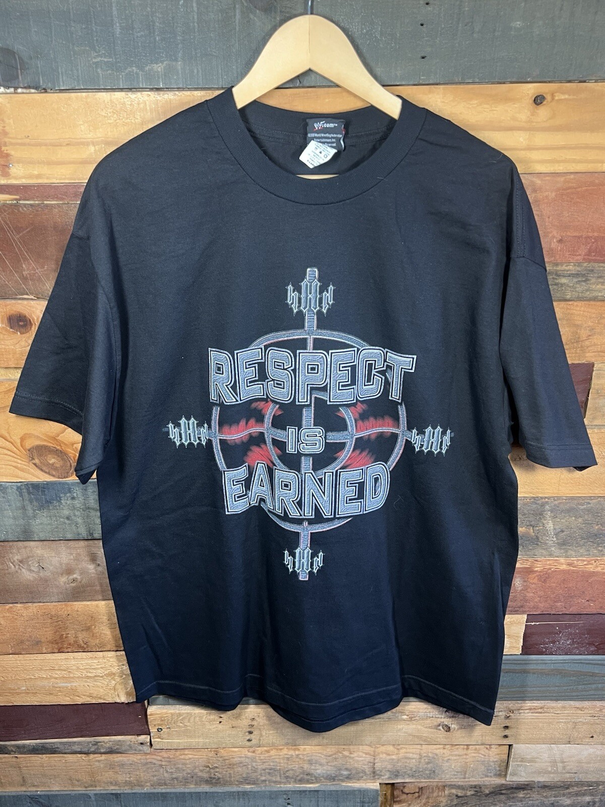 Vintage 90s RARE HHH WWF Wrestling Respect is Earned T Shirt Size XL WWF tags