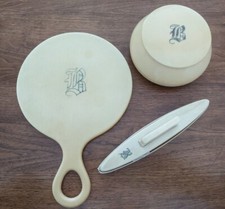 Vintage Art Deco Pyralin Ivory Blonde Celluloid Dresser Vanity Set