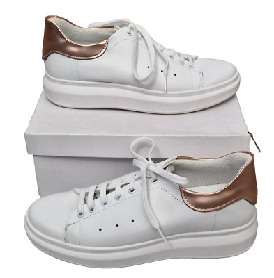 SOLEA Marvelous Damen Flat White Schnürschuhe Sneaker Turnschuhe EU 41 UK 8