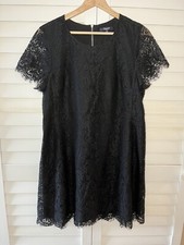 Madewell Floral Lace Overlay Black Short Sleeve Mini Dress Size 8