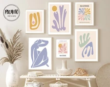 Henri Matisse Set of 6 printable wall art, Pastel room decor, digital abstract