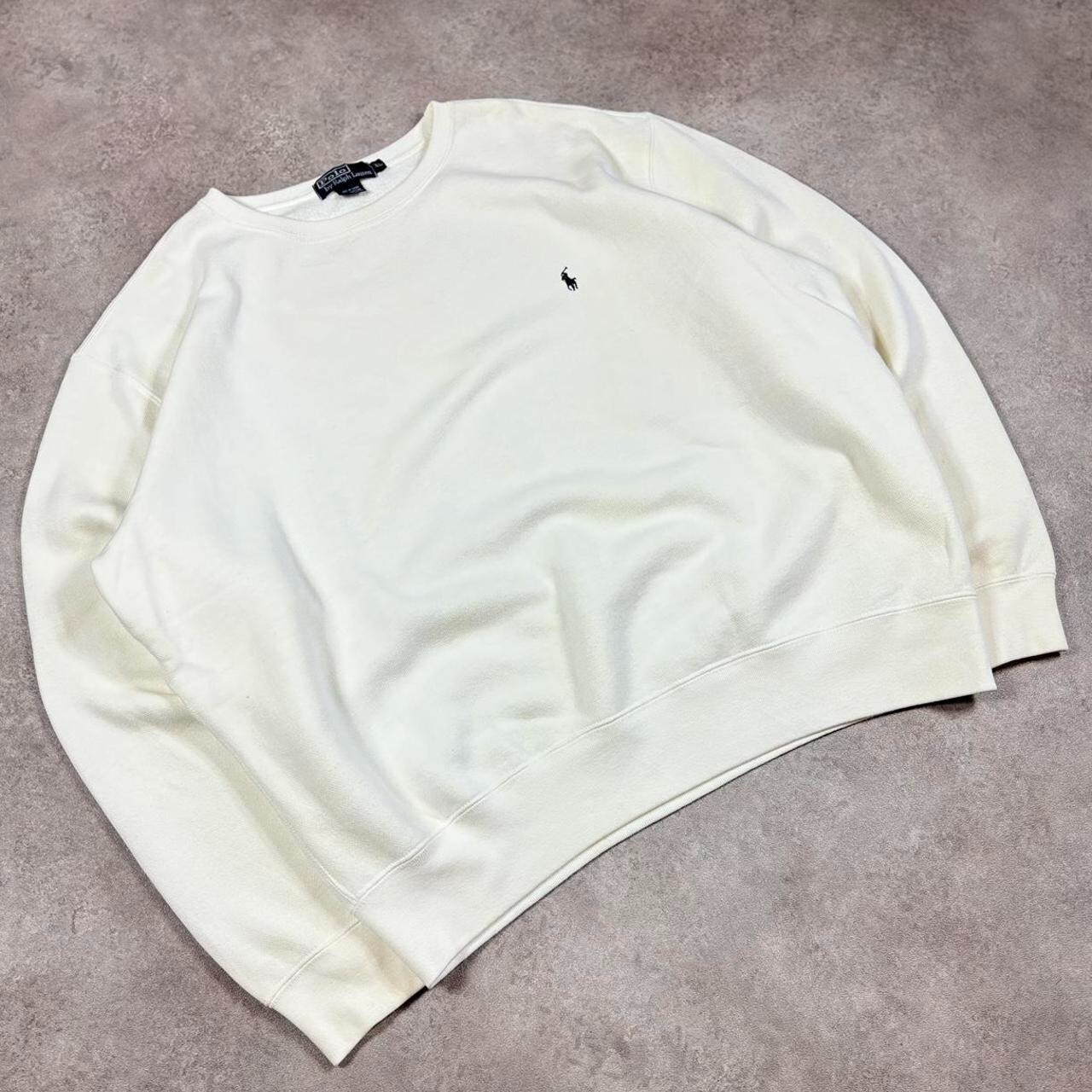 Felpa Ralph Lauren vintage bianca boxy fit maglione ricamato dettaglio pony