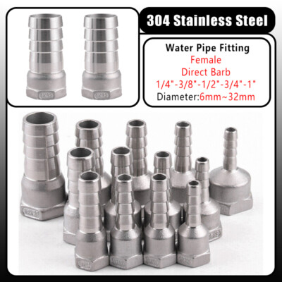 304 Stainless Steels BSP Taper Thread/Hose Tail End Connector Fitting 1/4''~1''