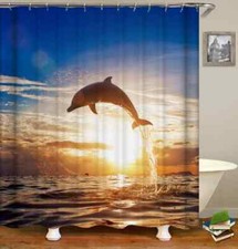 Fish Jumping Out Of Water 3D Shower Curtain Polyester Bathroom Decor Waterproof