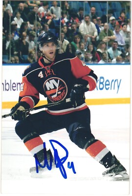 Mark Flood Autographed 4x6 Color Photo New York Islanders #4 Blue A