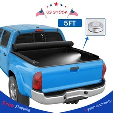 FOR 2005-2015 TOYOTA TACOMA 5 FT FLEETSIDE SHORT BED SOFT ROLL-UP TONNEAU COVER