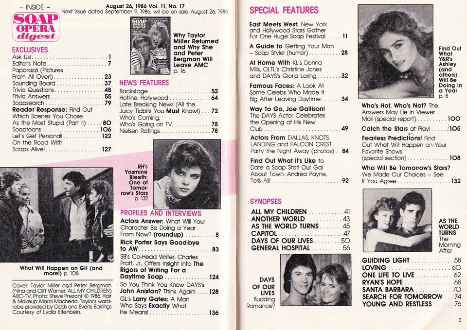 Soap Opera Digest August 26 1986 Peter Bergman Taylor Miller John Aniston - Image 2 of 4
