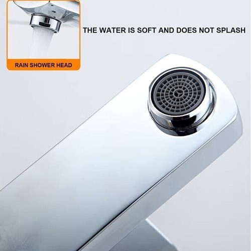 Basin Sink Mixer Tap Cloakroom Square Tall Waterfall Bathroom Tap Chrome Faucets - Picture 7 of 9