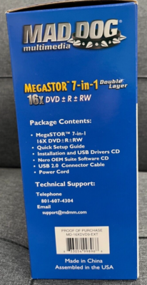 その他 WESTCOAST MASTER MIX [DVD] ggw725x Mad Dog Multimedia MegaStor 7-in-1 16xDVD+-R+-RW 8.5GB #MD-16XDVD9
