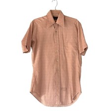 Vintage 70s Sears Comfort Shirt Perma Prest 15 M Short Sleeve Dagger Collar